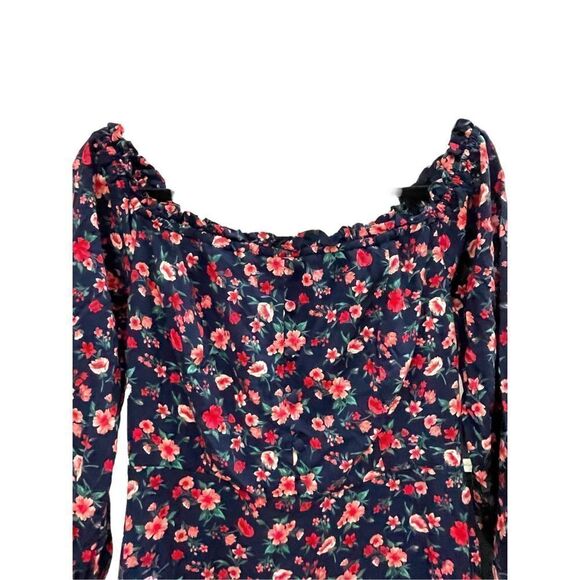 B. Darlin Women's Navy Blue & Red Off-The-Shoulder A-Line Dress Size 13/14 NWT - Picture 4 of 12